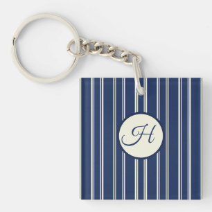 Navy Blau Warmes Elfenbein Klassisch Elegante Stre Schlüsselanhänger