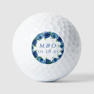 Navy Blau Wasserfarbe Florale Hochzeitsgunst Golf  Golfball