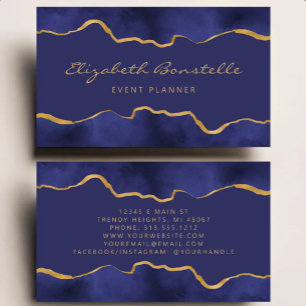 Navy Blau Watercolor Goldfolie Luxus Visitenkarte