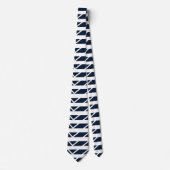 Navy Blau Weiß Chevron Muster Krawatte (Vorderseite)