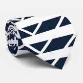 Navy Blau Weiß Chevron Muster Krawatte (Gerollt)