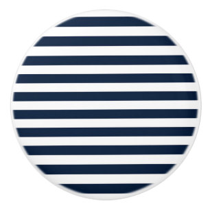 Navy Blau & Weiß Chic Streifen Gestreifter Kommode Keramikknauf