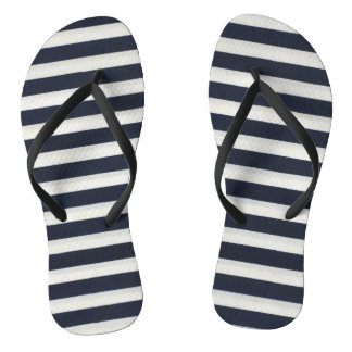 Navy Blau & Weiß Gestreifte Flip Flops – Coastal S Badesandalen