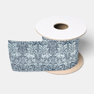 Navy Blau Weiß Kaninchen William Morris Vintage Satinband