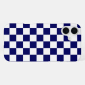 Navy-Blau-Weiß Karomuster iPhone Hülle (Rückseite (Horizontal))