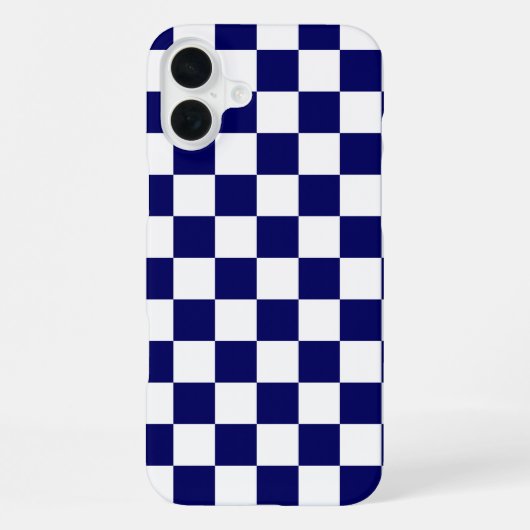 Navy-Blau-Weiß Karomuster iPhone Hülle (Rückseite)