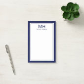 Navy Blau Weiß Monogramm Herren Post-it Klebezettel (Büro)