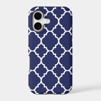 Navy Blau Weiß Quatrefoil Marokkanisches Muster