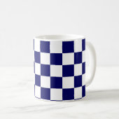 Navy-Blau-Weiß-Schachbrettmuster Kaffeetasse (VorderseiteRechts)
