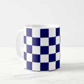 Navy-Blau-Weiß-Schachbrettmuster Kaffeetasse (Vorderseite Links)