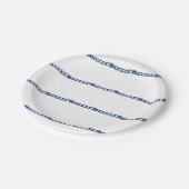Navy Blau-Weiß-Seeseil-Muster Party Pappteller (Schrägansicht)