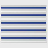 Navy Blau Weiß und graues Streifenpapier Geschenkpapier (Flach)