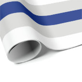 Navy Blau Weiß und graues Streifenpapier Geschenkpapier (Rolleneckpunkt)