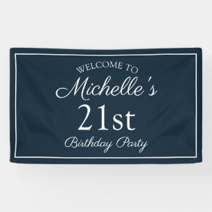 Navy Blau Weiße 21. Geburtstagsfeier Banner