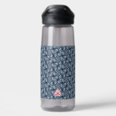 Navy Blau / Weiße Blüte mit Ankerwasser Flasche (Rückseite)