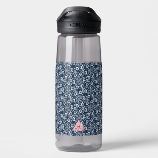 Navy Blau / Weiße Blüte mit Ankerwasser Flasche (Rückseite)