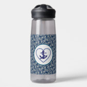Navy Blau / Weiße Blüte mit Ankerwasser Flasche (Vorne)