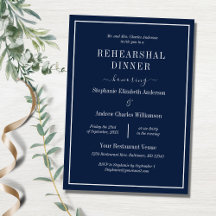 Navy Blau Weiße Einfache Elegante Probeessen