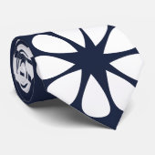 Navy Blau Weiße Floral Krawatte (Gerollt)