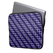 Navy Blau Weiße Geometrie Laptopschutzhülle (Vorderseite Links)