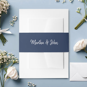 Navy Blau & Weiße Minimale Schrift Hochzeit Einladungsbanderole