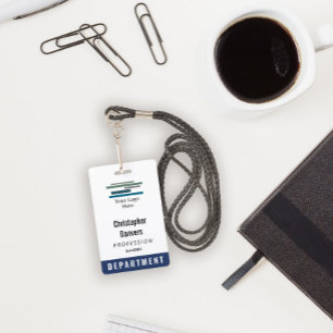 Navy Blau Weiße Mitarbeiter-ID mit großem Logo-Abz Ausweis