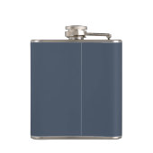 Navy Blau Weiße Monogramm Elegante Personalisierte Flachmann (Rückseite)