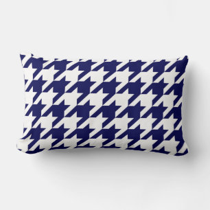 Navy Blau Weiße Riesige Houndstooth Lendenkissen