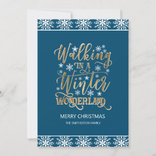 Navy Blau Weiße Schneeflocken Gold Frohe Weihnacht Einladung