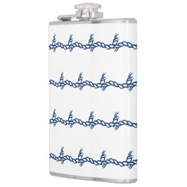 Navy Blau weiße Seeseil Wellen Muster Flask Flachmann