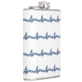 Navy Blau weiße Seeseil Wellen Muster Flask Flachmann (Rechts)