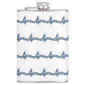 Navy Blau weiße Seeseil Wellen Muster Flask Flachmann (Vorderseite)