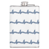 Navy Blau weiße Seeseil Wellen Muster Flask Flachmann (Rückseite)