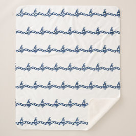 Navy Blau weiße Seeseil Wellen Muster Sherpa Sherpadecke