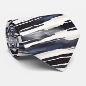 Navy Blau Weiße Streifen Krawatte (Gerollt)