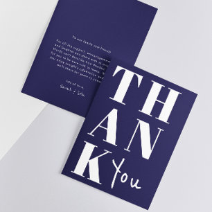 Navy Blau Weiße Stylische Minimalistische Kühne Ho Dankeskarte