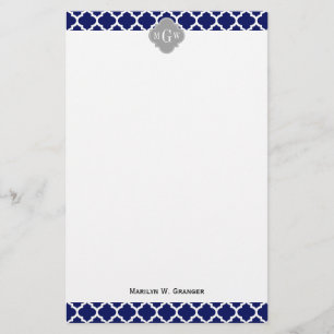 Navy Blau Wht Marokkanisch #5 Grau 3 Anfangsbuchst Briefpapier