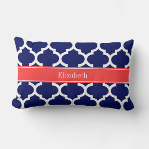 Navy Blau Wht Marokkanisch #5 Korallenrot Name Mon Lendenkissen