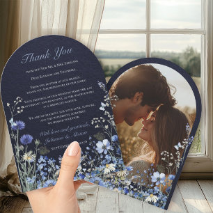Navy Blau Wildblume Kornblume Hochzeit Danke Einladung