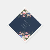 Navy-Blau-Wildblumen-Blumenhochzeit Serviette (Ecke)