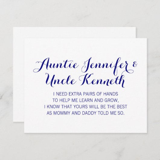 Navy Blau wird mein Vorschlag der Eltern sein Einladung (Vorne/Hinten)