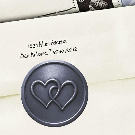 Navy Blau Zwei Herzen Verflochtene Hochzeit Runder Aufkleber