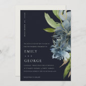 NAVY BLAUE GREEN GOLD FLORAL WEDING INVITE DANKESKARTE (Vorne/Hinten)