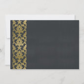 NAVY BLAUE IMITATE GOLD DAMASK GRAND ÖFFNUNGSZEREM EINLADUNG (Rückseite)