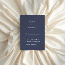 Navy blaue minimalistische moderne elegante Rsvp-K RSVP Karte