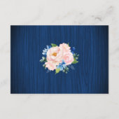 Navy Blaue Rosa String-Lichter Hochzeitsdetails Begleitkarte (Rückseite)
