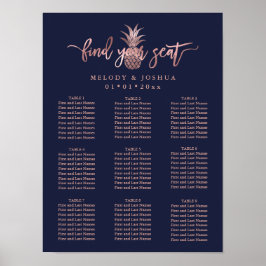 NAVY BLAUE ROSE GOLD PINEAPPLE SITZENCHARTA POSTER