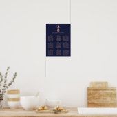 NAVY BLAUE ROSE GOLD PINEAPPLE SITZENCHARTA POSTER (Küche)