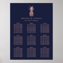 NAVY BLAUE ROSE GOLD PINEAPPLE SITZENCHARTA POSTER