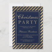 Navy blaue Streifen Corporate Chic Weihnachten Einladung (Vorderseite)